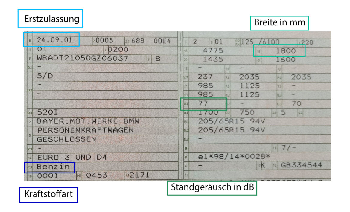 HSN, TSN und KBA Nummer Schlüsselnummern finden Mit Liste