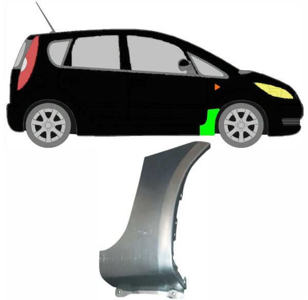 Kotflügel für Mitsubishi Colt 2004 – 2012 vorne rechts